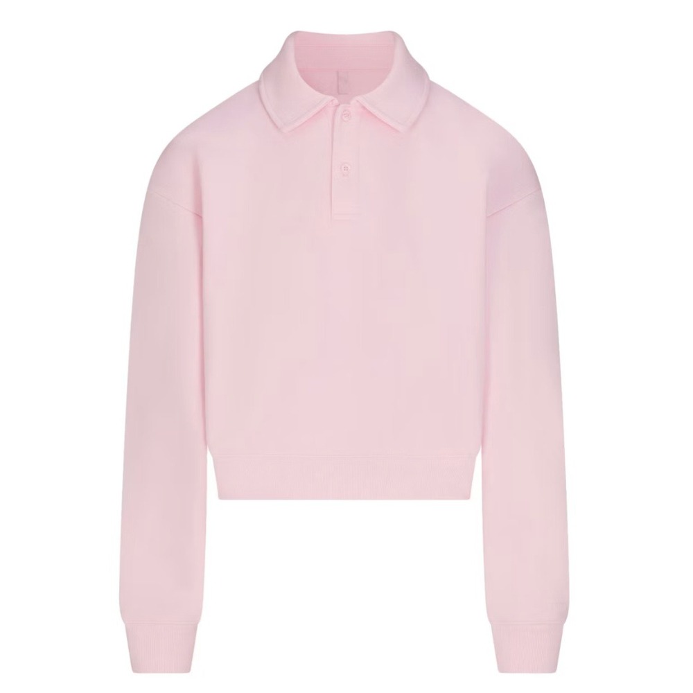 Skims Cotton Fleece Polo Sweatshirt LS-LST-9575W Cherry Blossom Pink Medium